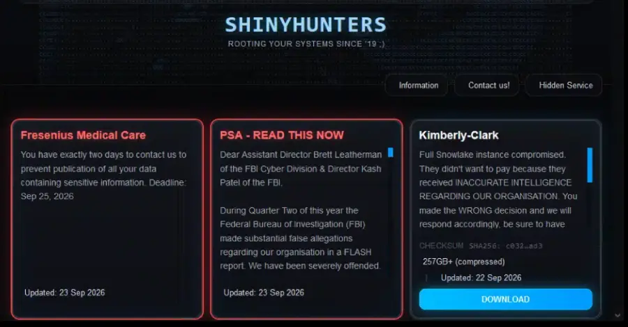 ShinyHunters afirmă că a intrat în rețelele FBI și a dat cu datele angajaților